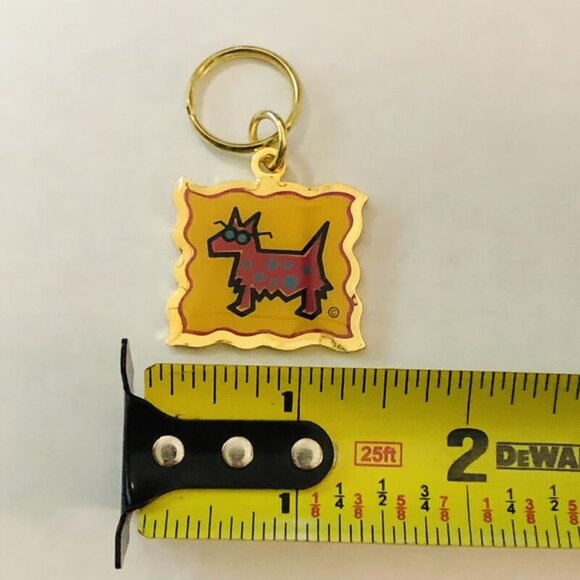 Keychain with Red Dog with Blue Spots and Glasses KeyRing New - Picture 3 of 3
